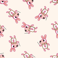 Obraz premium animal rabbit worker cartoon , cartoon seamless pattern background