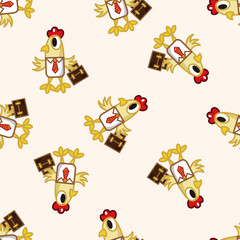 animal cock worker cartoon , cartoon seamless pattern background