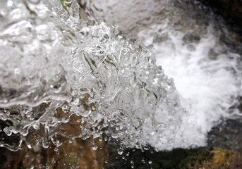 fresh water jet of a waterfall