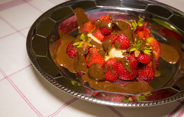 strawberry with hot chocolate