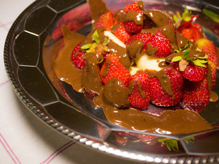 strawberry with hot chocolate