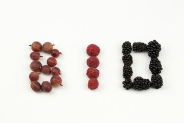Bio written with fruits