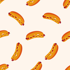 fast foods hotdog , cartoon seamless pattern background