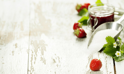Strawberry jam in a jar