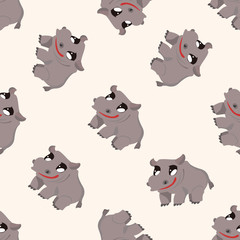 animal hippo cartoon , cartoon seamless pattern background