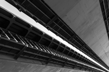 Closeup detail of a metal road bridge