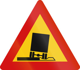 Road sign in Iceland - Unstable road surface on the right