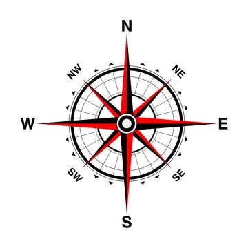 Compass red icon isolated on white background