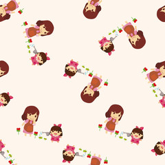 family , cartoon seamless pattern background