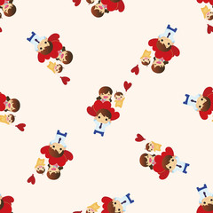 family , cartoon seamless pattern background