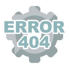 Icono texto ERROR 404 engranaje gris