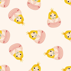 Matryoshka, Russian traditional wooden doll, cartoon seamless pattern background