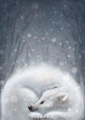 Obraz premium White bear sleeping