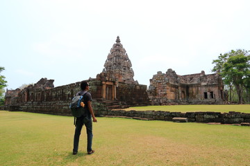 Man and Phanom Rung castle historical park