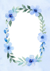 Obraz premium Watercolor floral frame. Perfect for greeting card or invitation