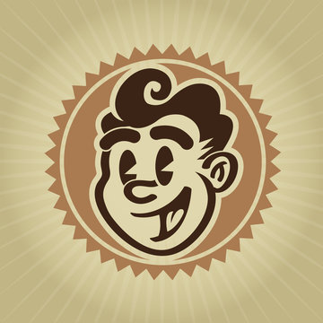 Vintage Retro Character Face Icon