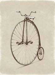Pencil drawing of retro bicycle