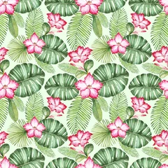 Deurstickers Watercolor seamless tropical pattern © Aleksandra Smirnova