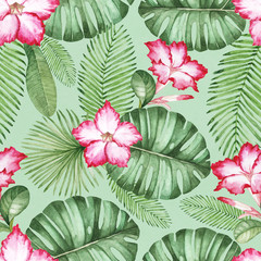 Watercolor seamless tropical pattern