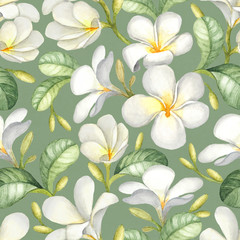 Fototapeta na wymiar Watercolor seamless tropical pattern