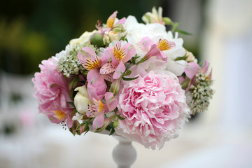 Decorative bouquet of peony flowers