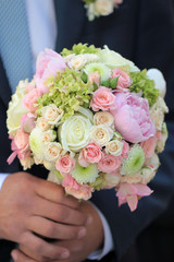 Fiance with wedding bouquet