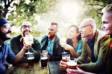 Fototapeta na wymiar Diverse People Friends Hanging Out Drinking Concept