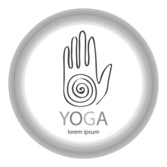 Vector yoga illustration in zentangle style. Hand as emblem