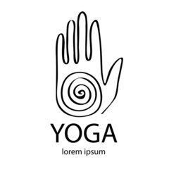 Vector yoga illustration in zentangle style. Hand as emblem