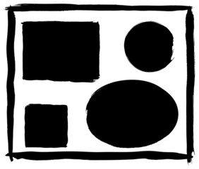 set of vector brush strokes, grunge frame set, black borders