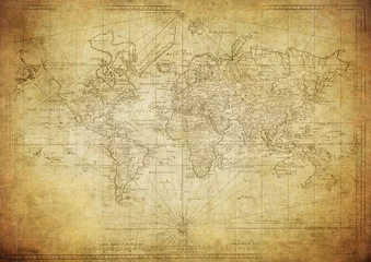 Deurstickers vintage wereldkaart 1778 © javarman