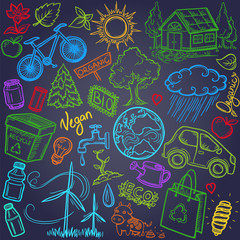 Doodles eco icon set