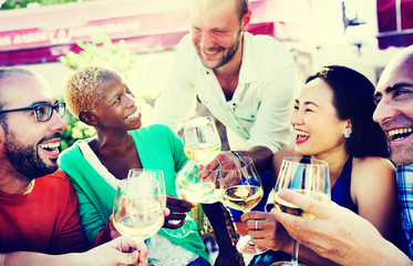 Diverse People Friends Hanging Out Drinking Concept