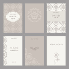 Vector Set of of vintage cards  templates editable. Wedding invi