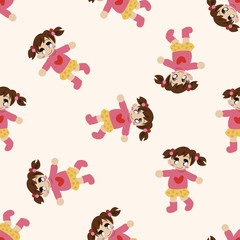 family girl character , cartoon seamless pattern background