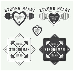 Set of vintage gym logos, labels and emblems