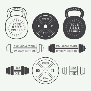 Set of motivation logos, labels and slogans