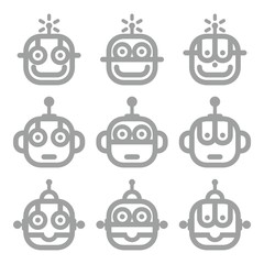 Logo Robot Head Silver Technology Icon Symbol