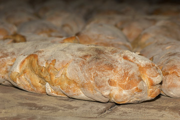 Bread baking in the bakery