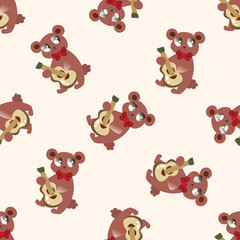 animal bear playing instrument cartoon , cartoon seamless pattern background