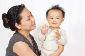 Asian Mom and baby