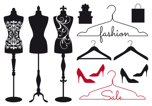 Fashion Mannequins, Vector Set