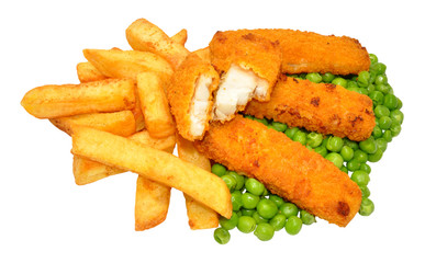 Breaded Fish Sticks And Chips Meal