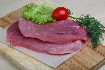 Raw pork schnitzel