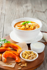 Pumpkin soup with pumpkin Seeds