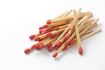 Matches on white background