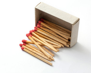 Matches on white background