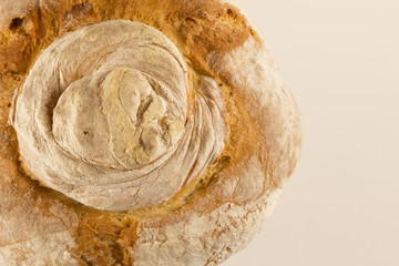 Closeup to traditional bread viewed from above
