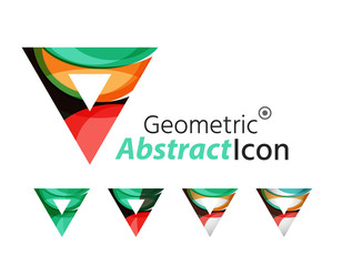 Set of abstract geometric company logo triangles, arrows