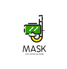 Color line icon for flat design. Mask and snorkel